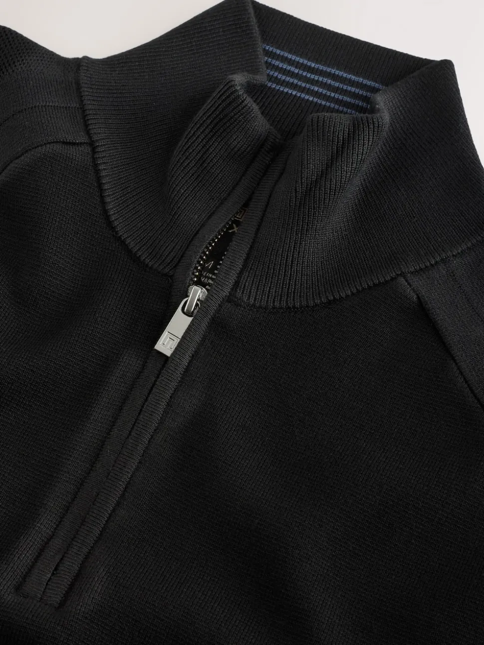 Black Plain N.Premium Slim Fit Premium Viscose Quarter Zip Neck Jumper