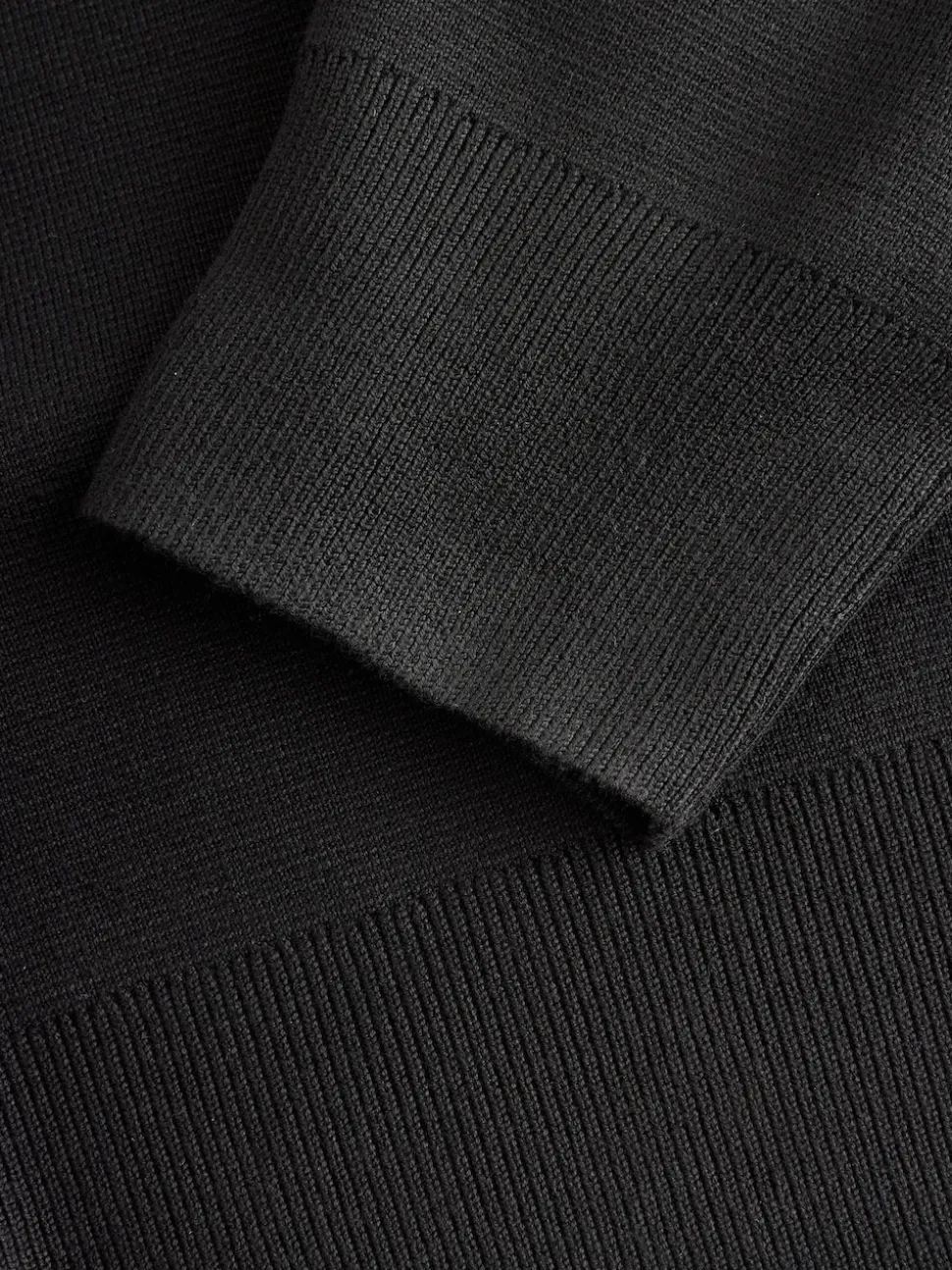 Black Plain N.Premium Slim Fit Premium Viscose Quarter Zip Neck Jumper