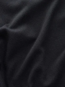 Black Plain Regular Fit Cotton Rich Crew Neck Jumper