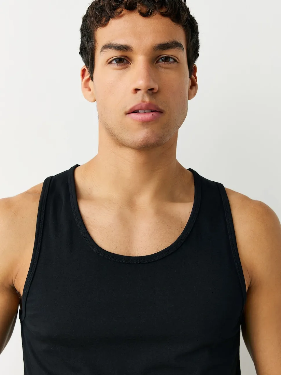 Black Pure 100% Cotton Layering Vests 2 Pack