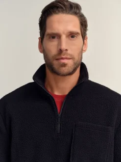 Black Quarter Zip Borg Fleece