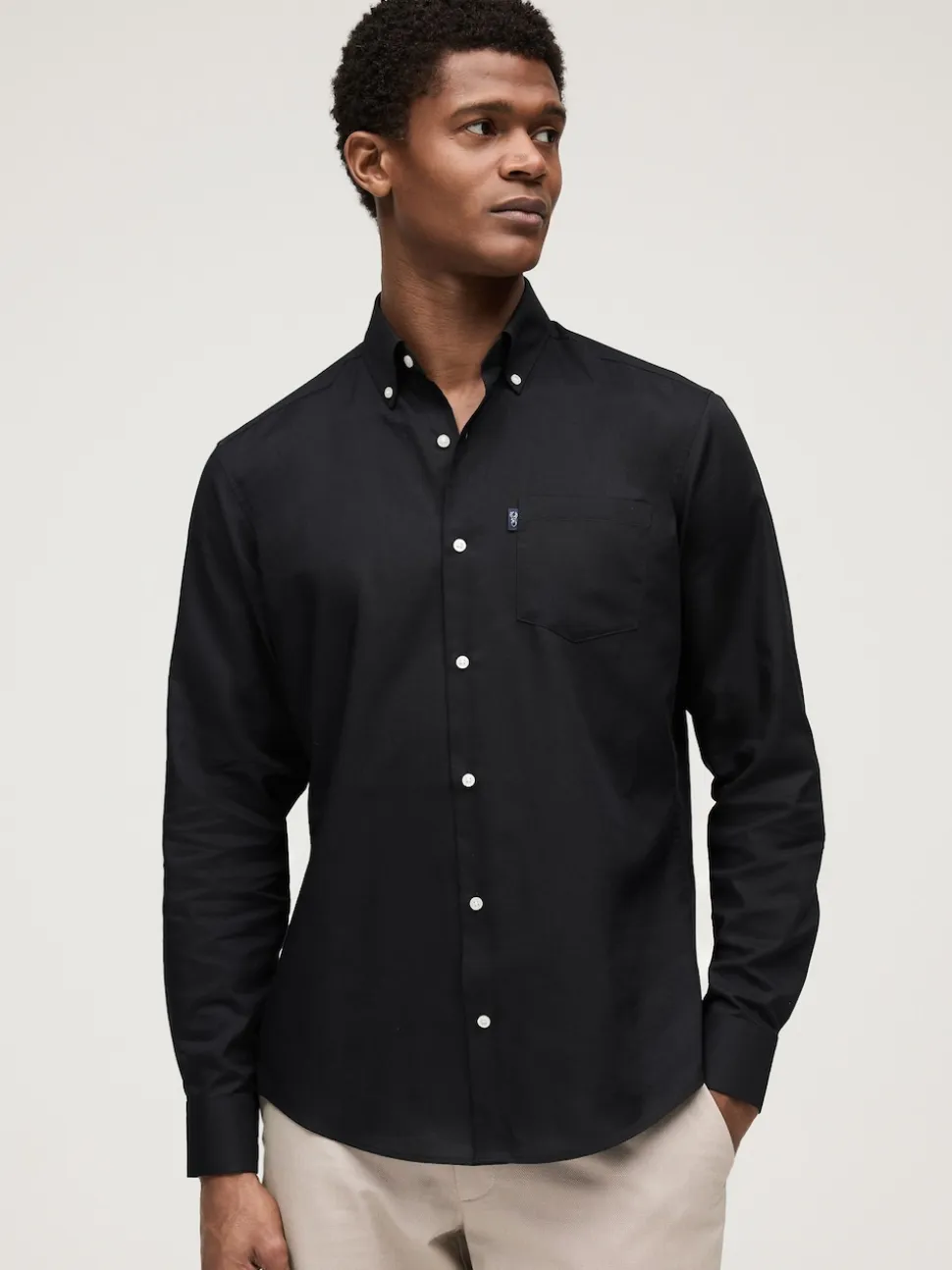 Black Regular Fit Button Down Easy Iron Oxford Shirt