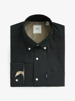 Black Regular Fit Button Down Easy Iron Oxford Shirt