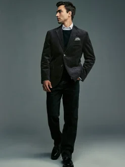 Black Regular Fit Cord Blazer