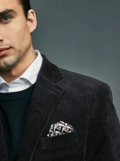 Black Regular Fit Cord Blazer
