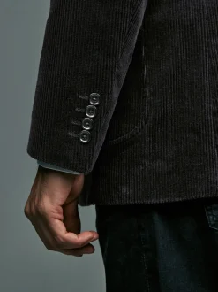 Black Regular Fit Cord Blazer