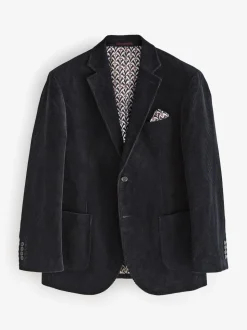 Black Regular Fit Cord Blazer