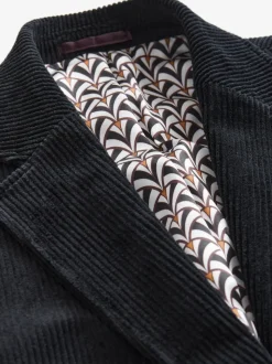 Black Regular Fit Cord Blazer