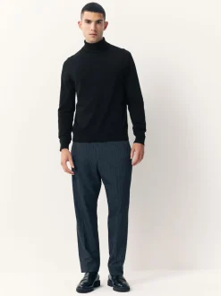 Black Regular Fit Cotton Rich Roll Neck Jumper