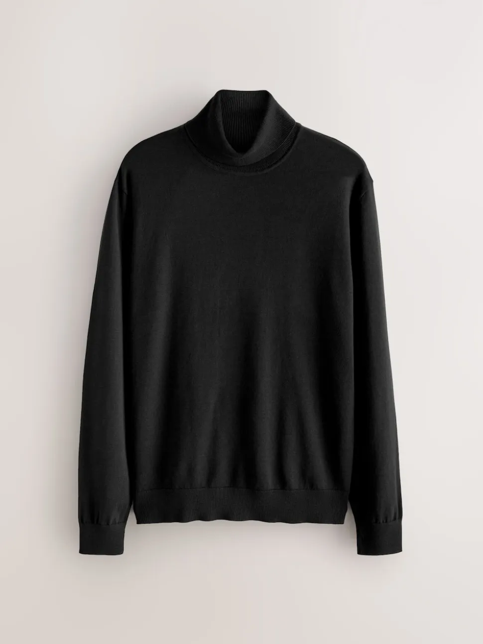 Black Regular Fit Cotton Rich Roll Neck Jumper