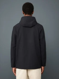Black Regular Fit Drytech Waterproof Hooded Coat with Taped Seams