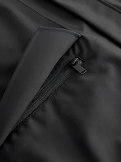 Black Regular Fit Drytech Waterproof Hooded Coat with Taped Seams