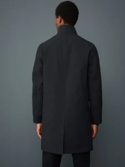 Black Regular Fit Drytech Waterproof Quilted Funnel Neck Coat