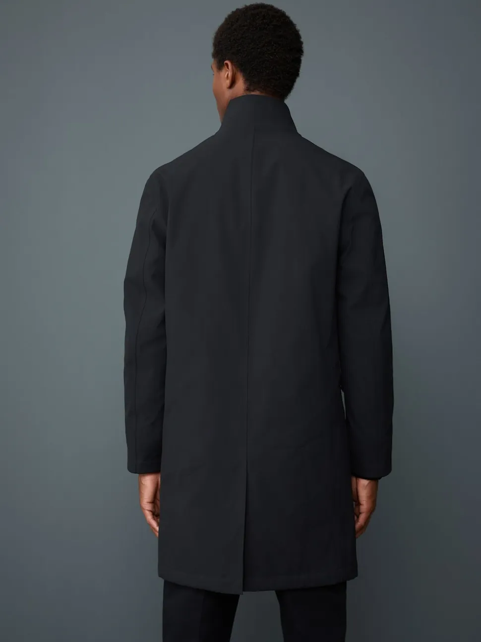 Black Regular Fit Drytech Waterproof Quilted Funnel Neck Coat