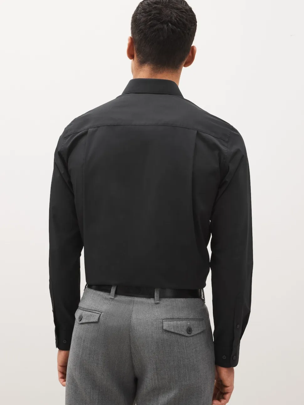 Black Regular Fit Easy Care Single Cuff Smart Shirt