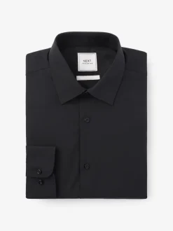 Black Regular Fit Easy Care Single Cuff Smart Shirt