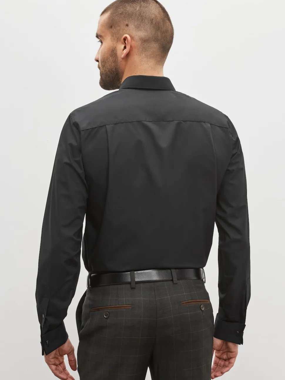 Black Regular Fit Easy Care Double Cuff Smart Shirt