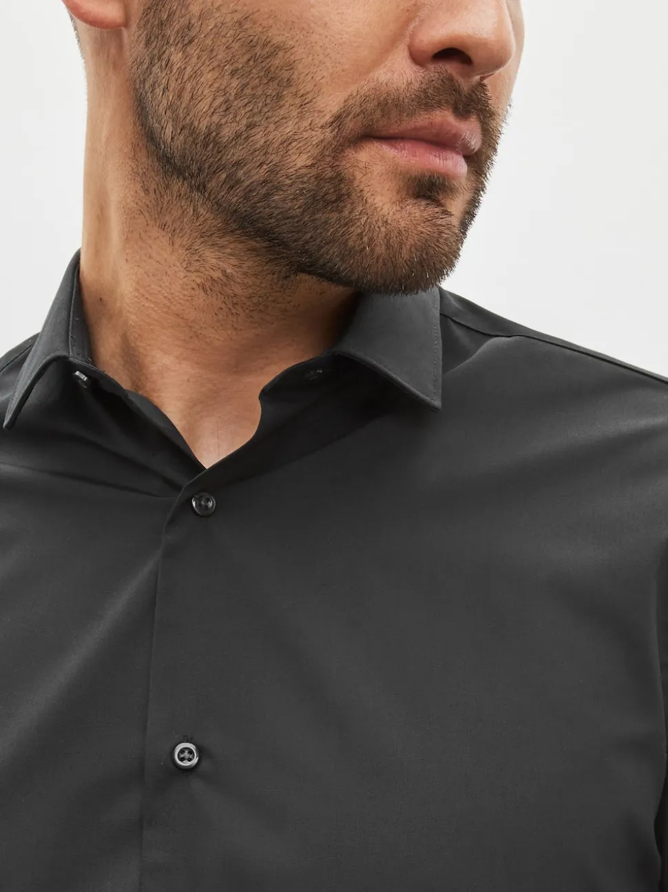 Black Regular Fit Easy Care Double Cuff Smart Shirt