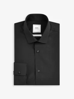 Black Regular Fit Easy Care Double Cuff Smart Shirt