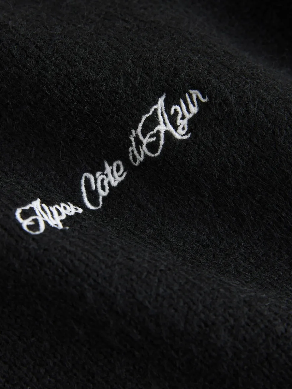 Black Regular Fit Embroidered Chest Motif Cardigan
