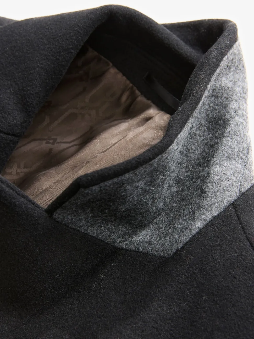 Black Regular Fit Epsom Overcoat with Wool