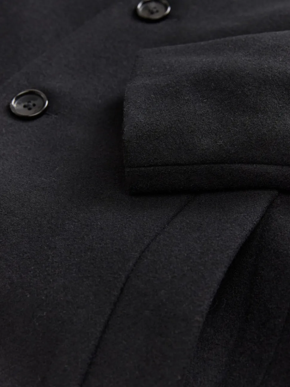 Black Regular Fit Epsom Overcoat with Wool