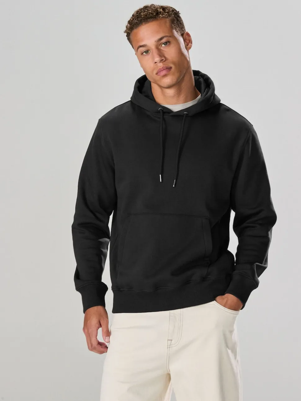 Black Regular Fit Heavyweight Cotton Rich Jersey Hoodie
