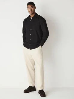 Black Regular Fit Long Sleeve Oxford Shirt