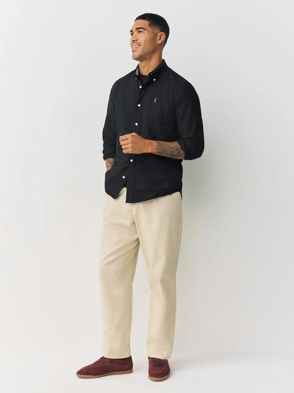 Black Regular Fit Long Sleeve Oxford Shirt