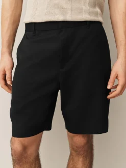 Black Regular Fit Plain Front Smart Shorts 2 Pack