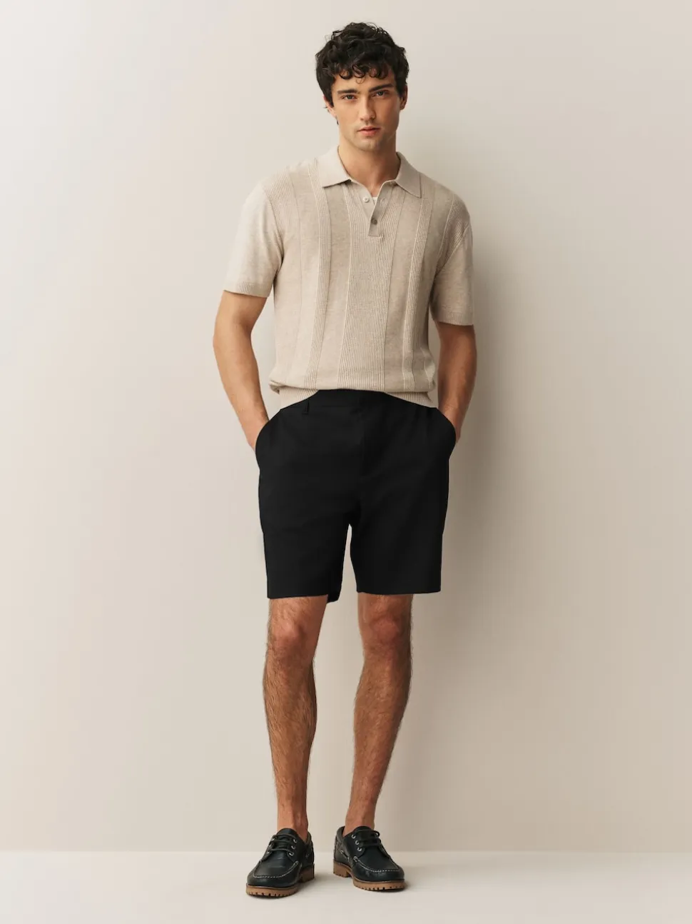 Black Regular Fit Plain Front Smart Shorts 2 Pack