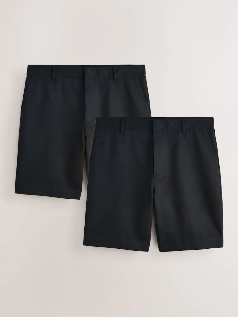 Black Regular Fit Plain Front Smart Shorts 2 Pack