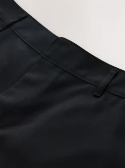 Black Regular Fit Plain Front Smart Shorts 2 Pack