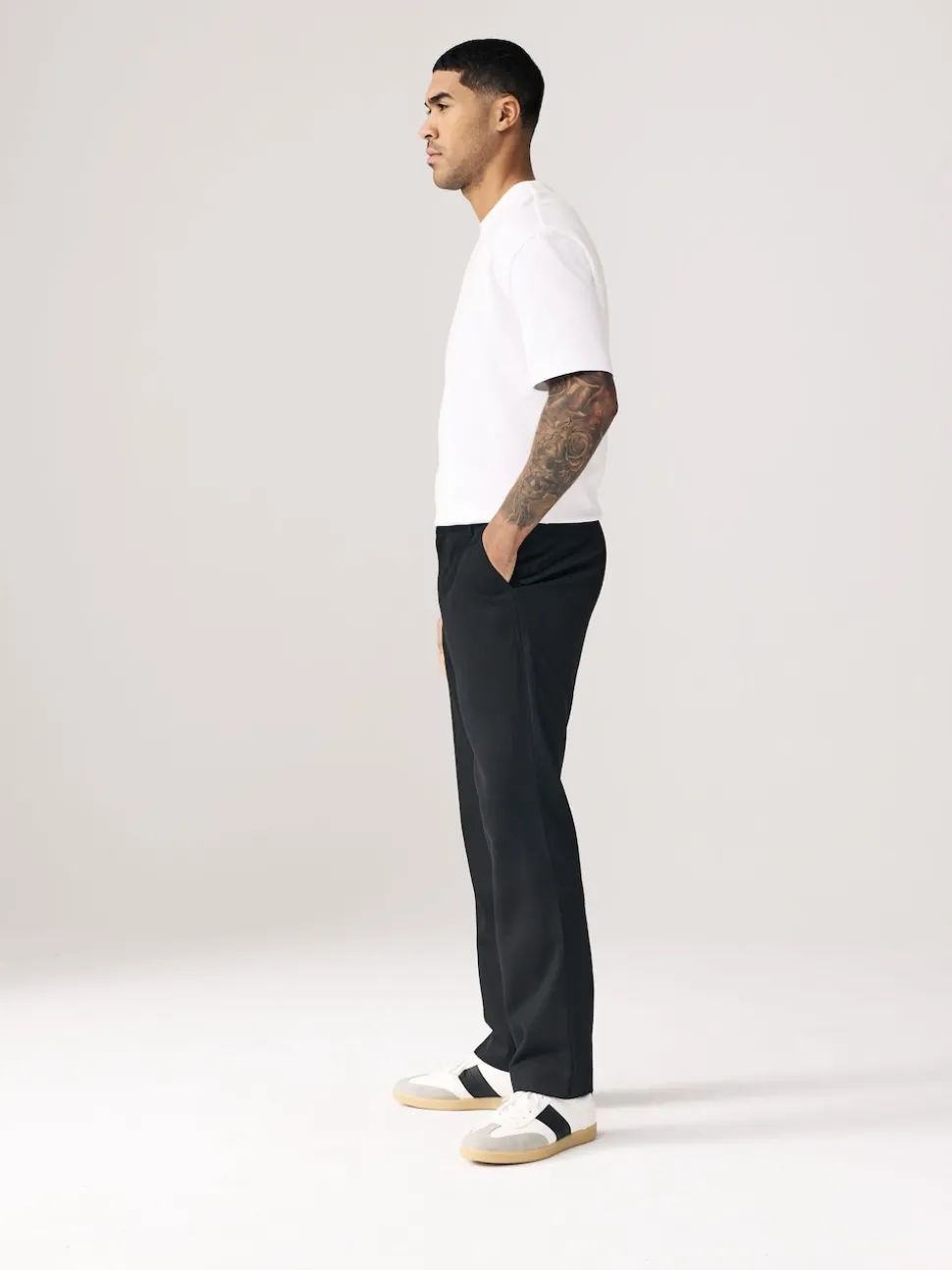 Black Regular Fit Plain Front Smart Trousers 2 Pack
