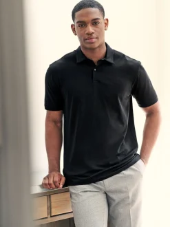 Black Regular Fit Short Sleeve Jersey Polo Shirts 3 Pack