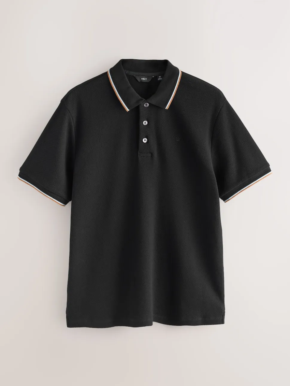 Black Regular Fit Short Sleeve Tipped Polo Shirt