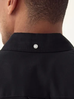 Black Regular Fit Short Sleeve Oxford Shirt