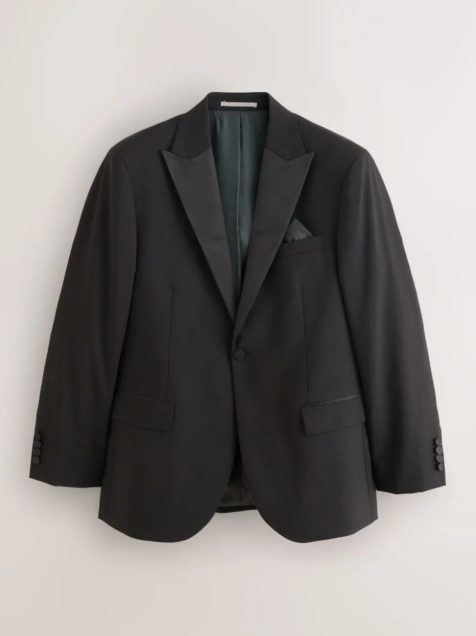 Black Regular Fit Signature Nova Fides 100% Italian Wool Tuxedo Suit Jacket
