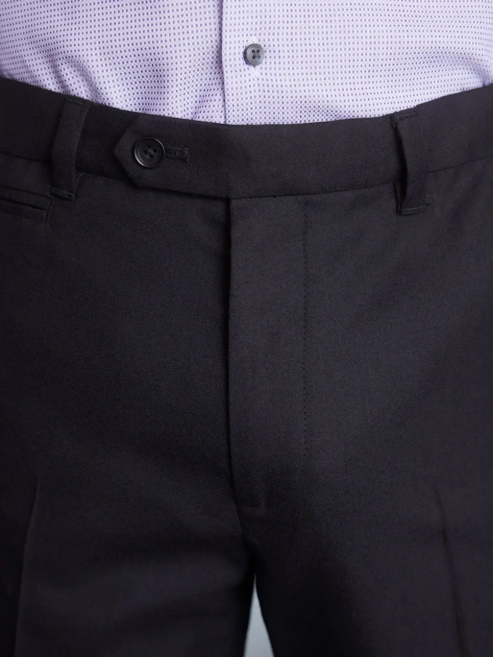 Black Regular Fit Signature 100% Wool Trousers With Motion Flex Waistband