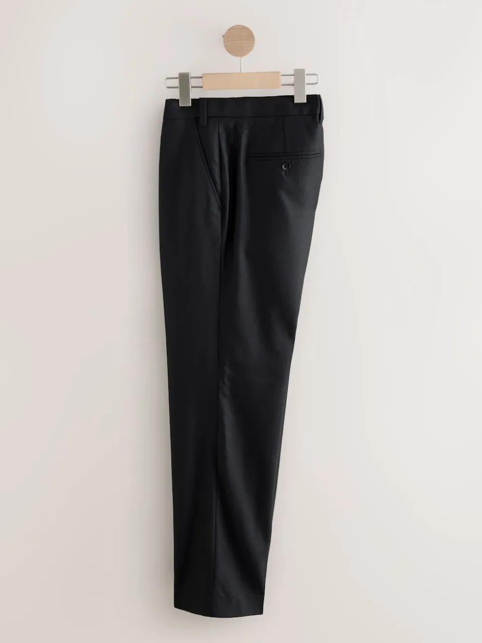 Black Regular Fit Signature 100% Wool Trousers With Motion Flex Waistband