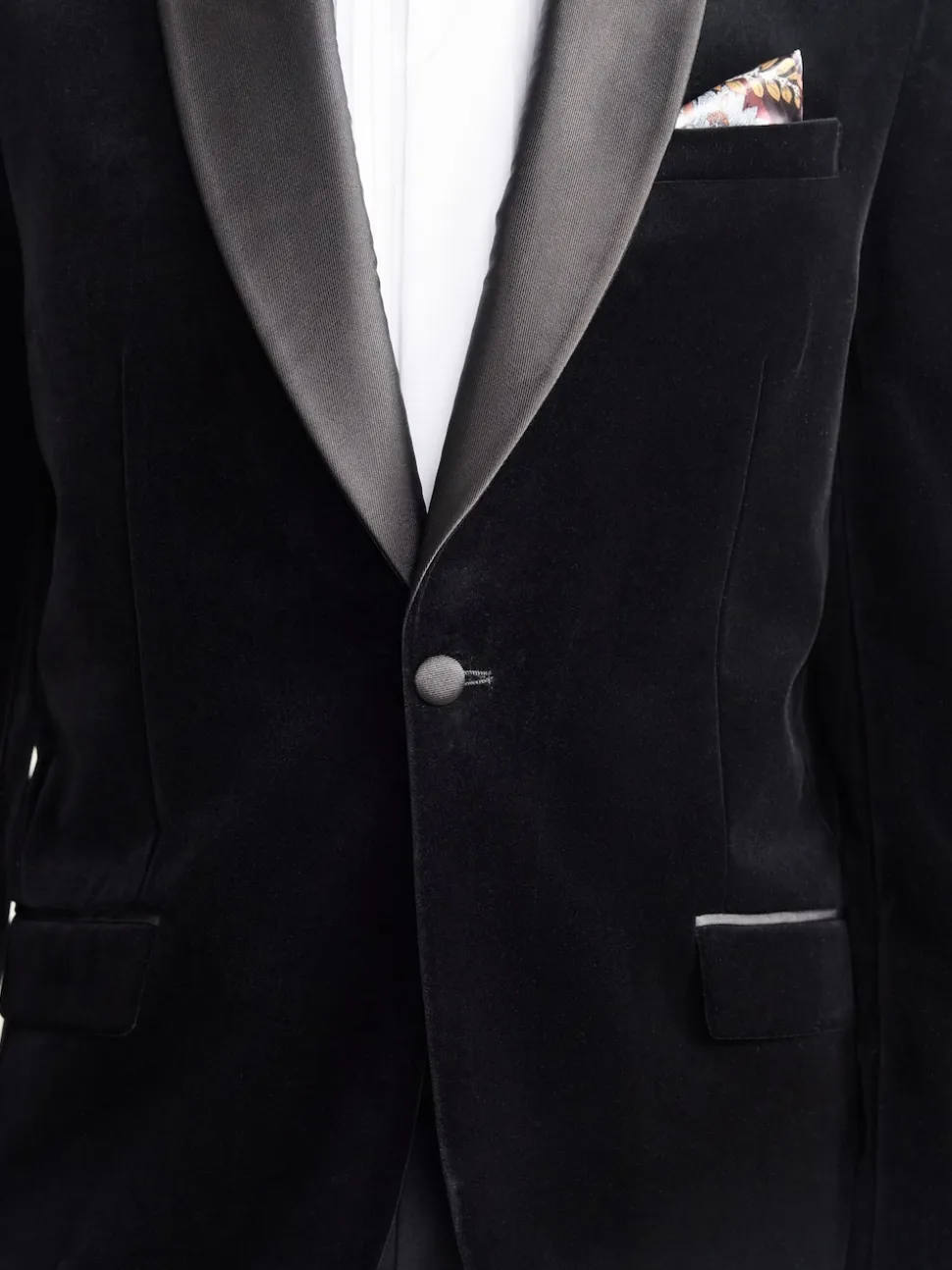 Black Regular Fit Signature Pontoglio Italian Velvet Blazer With Shawl Lapel