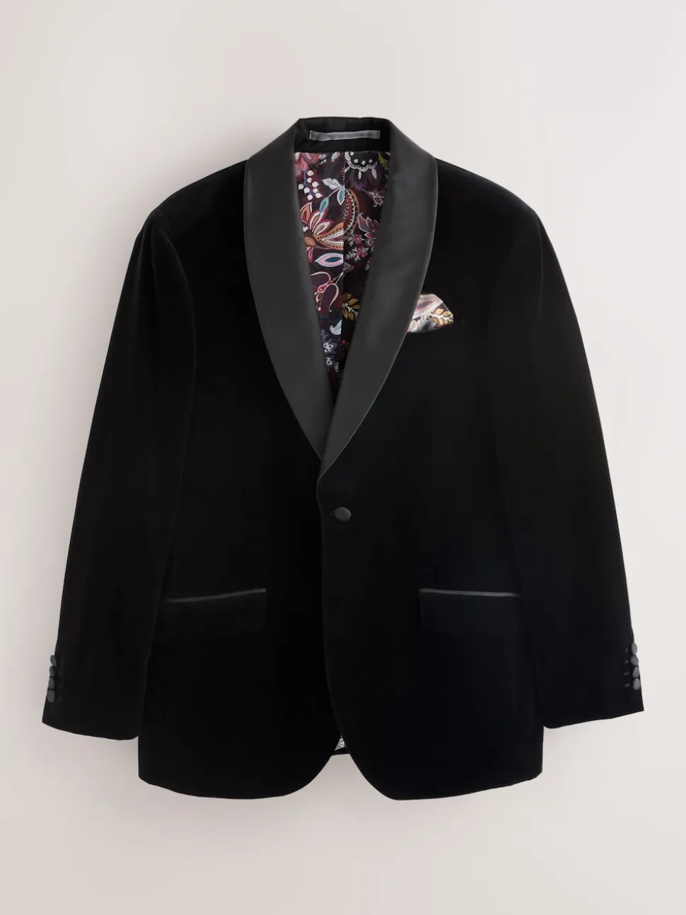 Black Regular Fit Signature Pontoglio Italian Velvet Blazer With Shawl Lapel