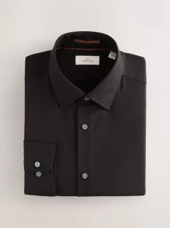 Black Regular Fit Signature 100% Cotton with Textured Smart Shirt