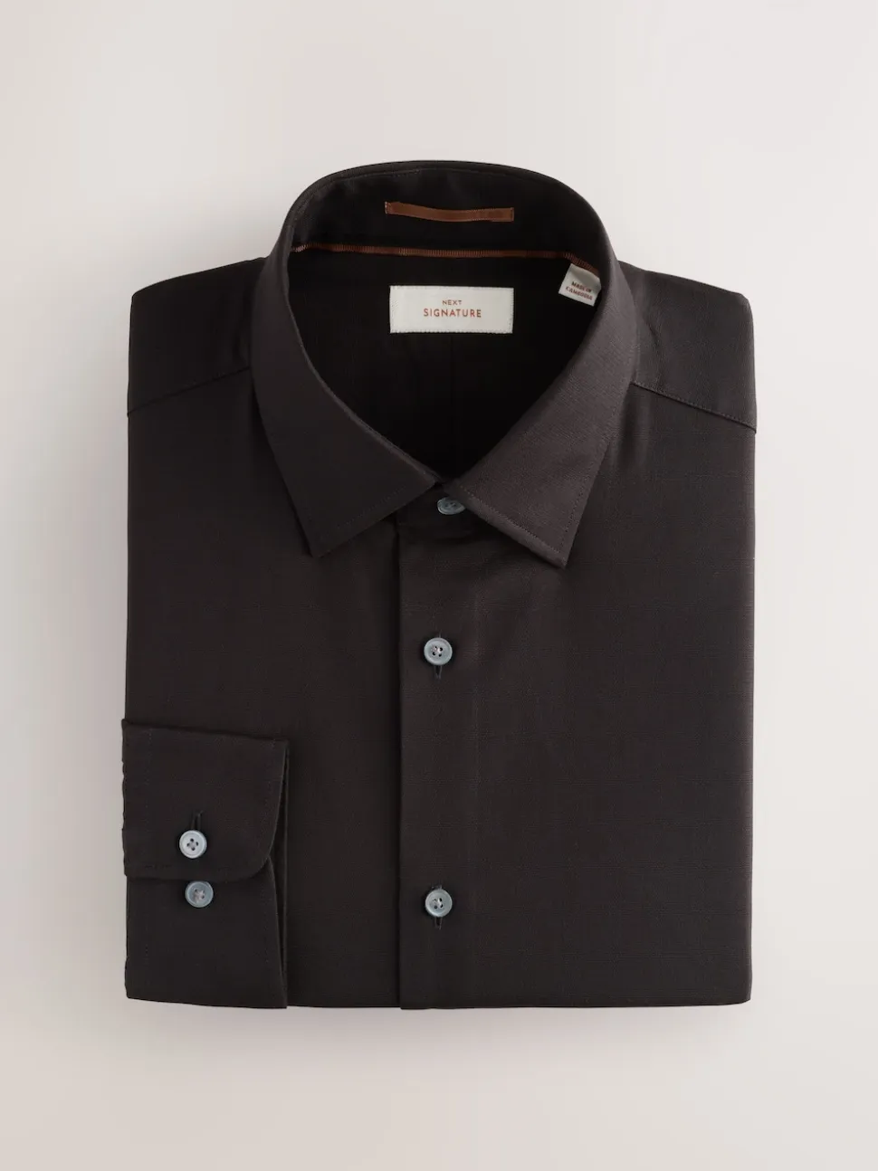 Black Regular Fit Signature 100% Cotton with Textured Smart Shirt