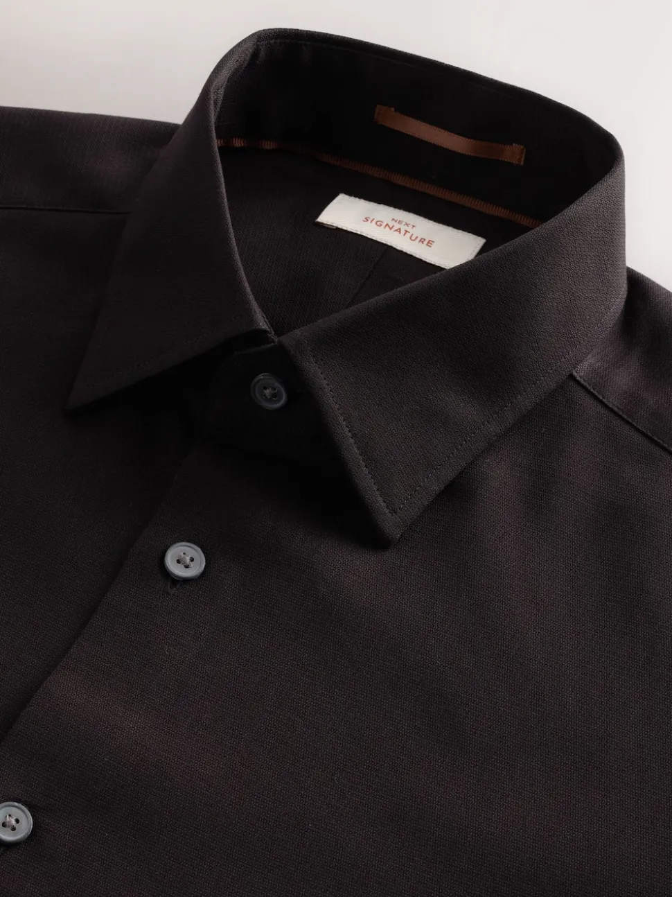 Black Regular Fit Signature 100% Cotton with Textured Smart Shirt