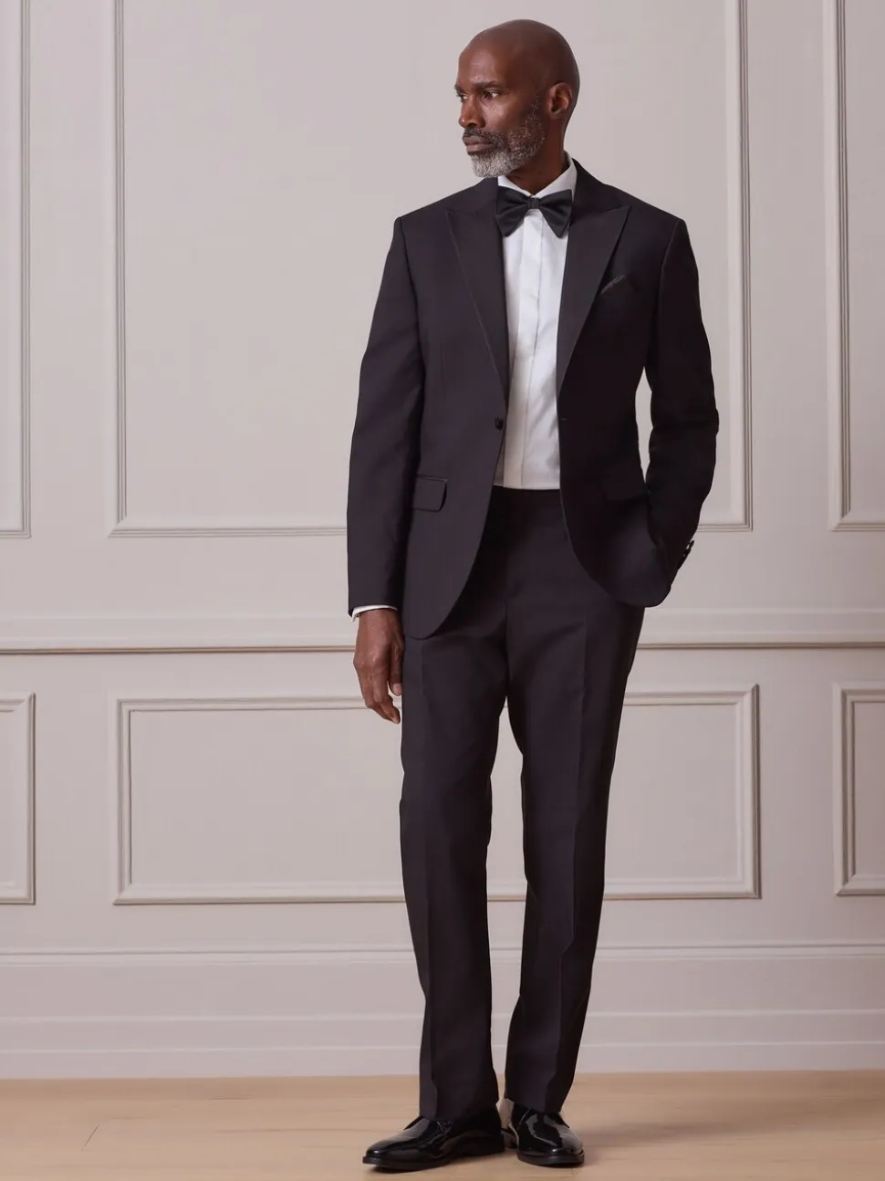Black Regular Fit Signature Nova Fides 100% Italian Wool Tuxedo Suit Trousers