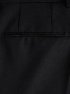 Black Regular Fit Signature Nova Fides 100% Italian Wool Tuxedo Suit Trousers