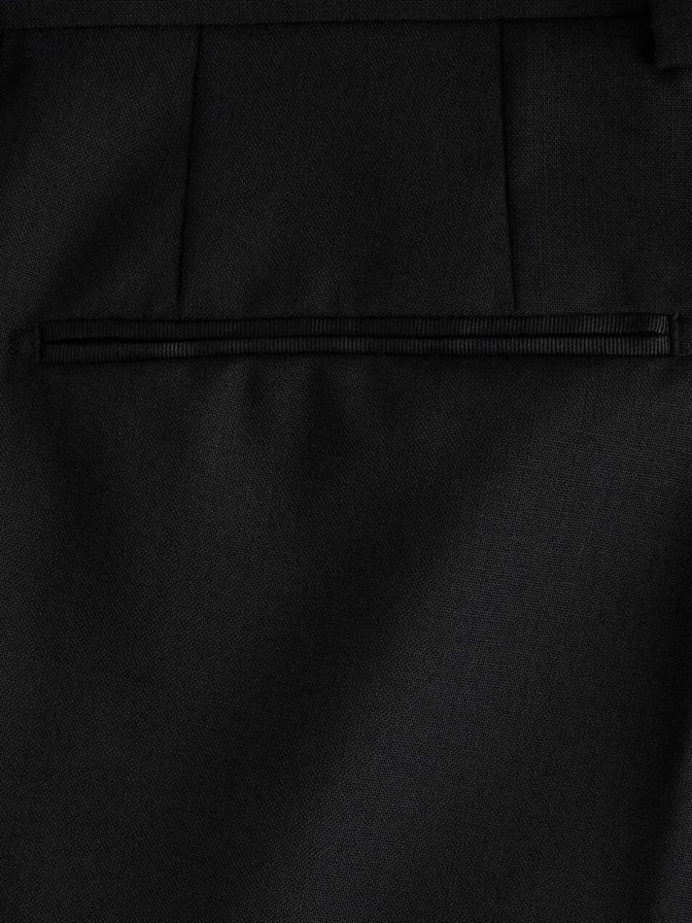 Black Regular Fit Signature Nova Fides 100% Italian Wool Tuxedo Suit Trousers