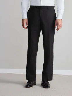 Black Regular Fit Slim Fit Signature Nova Fides 100% Italian Wool Suit Trousers