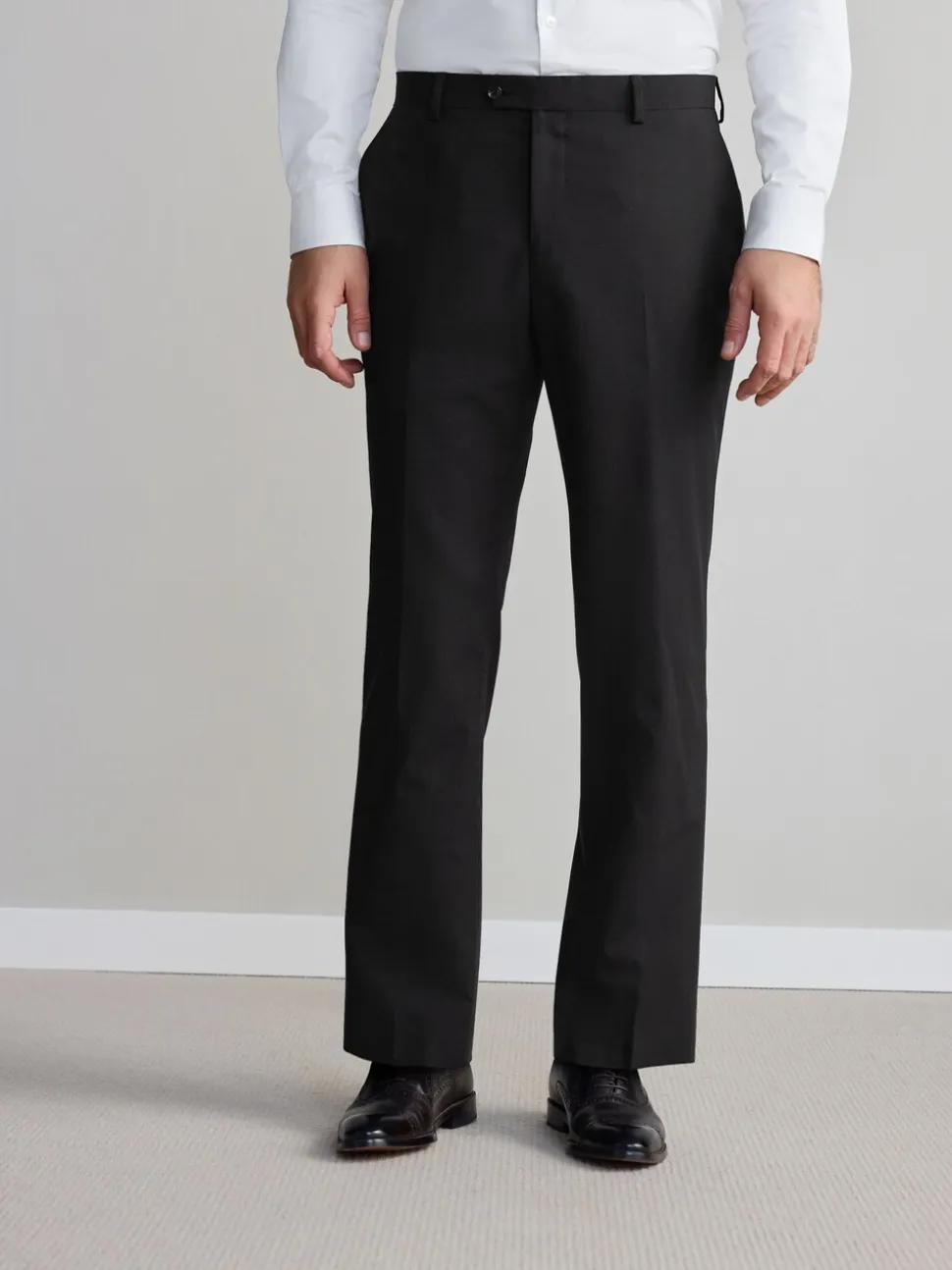 Black Regular Fit Slim Fit Signature Nova Fides 100% Italian Wool Suit Trousers